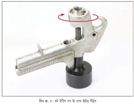 Fig.6.Threaded madrel with spray painting gun
